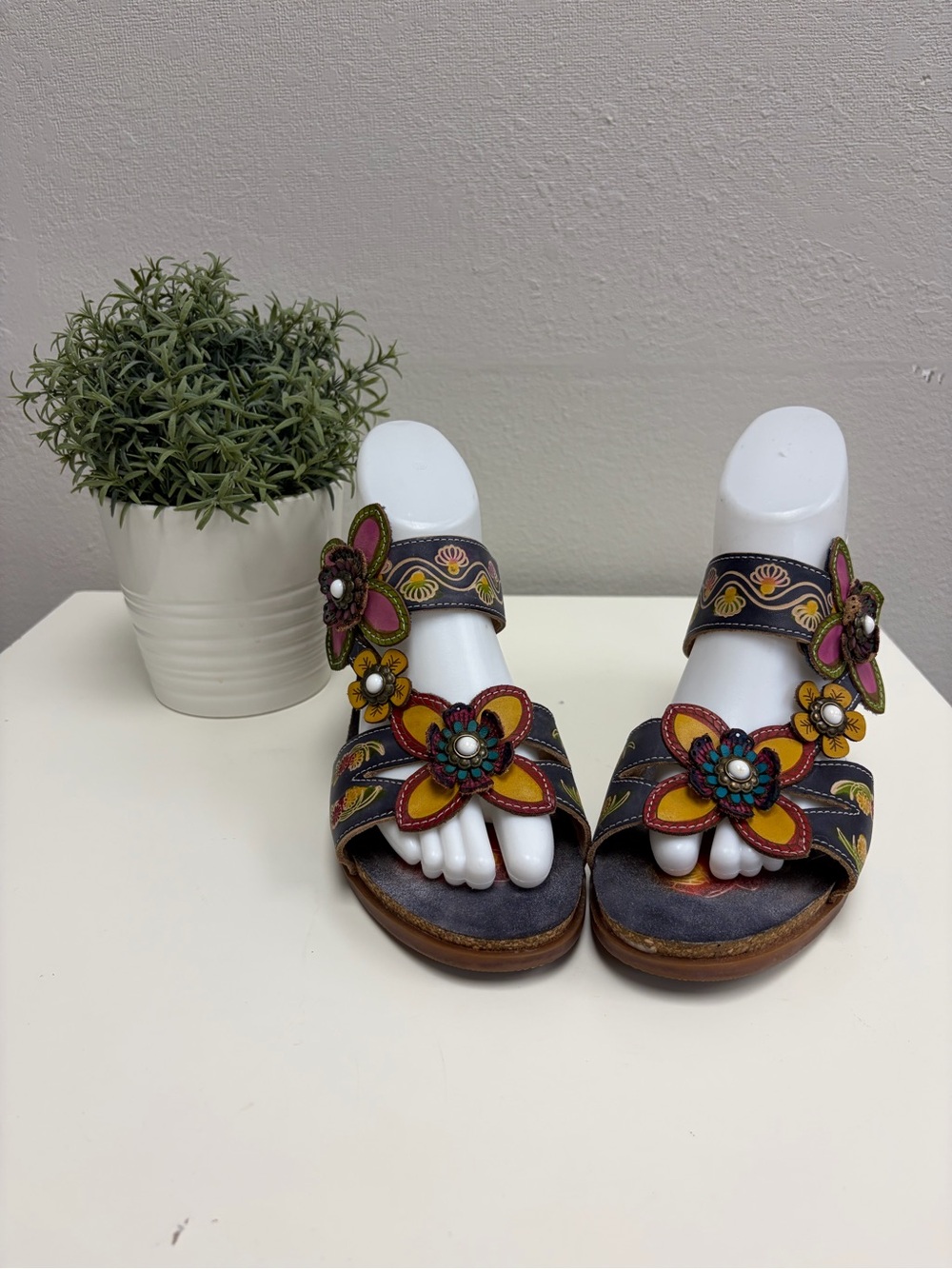 Spring Step L’ARTISTE Leather Wedge Sandals - Picture 2 of 9